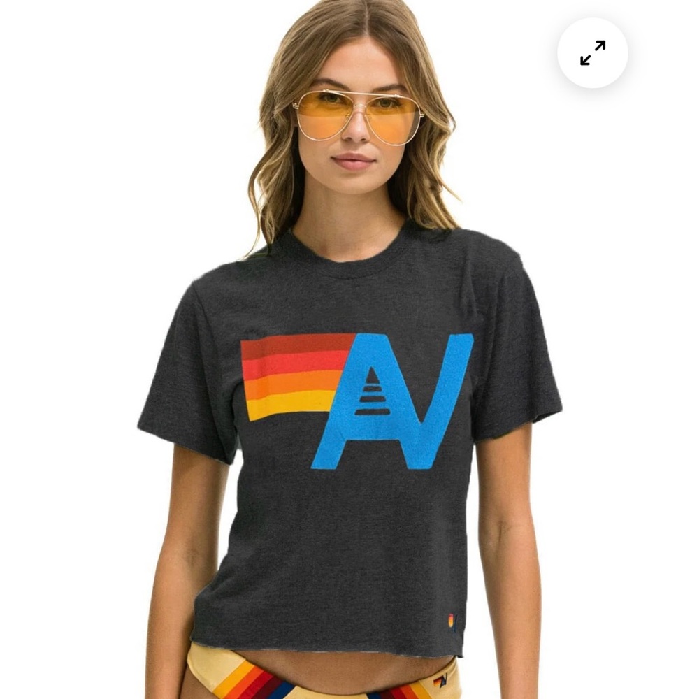 NWOT Aviator Nation Logo BF Tee in Charcoal size XS